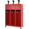 Vestiaire de pompiers C+P Evolo, modèle YOUNGSTER, 3 compartiments, H 1630 x L 1200 x P 500 mm, pieds, rouge feu RAL 3000