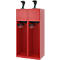 Vestiaire de pompiers C+P Evolo Youngster, 2 compartiments, avec porte-casque, patins de sol, L 800 x P 500 x H 1530 mm, RAL 3000 rouge feu