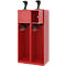 Vestiaire de pompiers C+P Evolo Youngster, 2 compartiments, avec porte-casque, patins de sol, L 800 x P 500 x H 1530 mm, RAL 3000 rouge feu