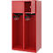 Vestiaire de pompiers C+P Evolo Youngster, 2 compartiments, sans porte-casque, patins au sol, L 800 x P 500 x H 1530 mm, RAL 3000 rouge feu