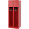 Vestiaire de pompiers C+P Evolo Youngster, 2 compartiments, sans porte-casque, patins de sol, L 600 x P 500 x H 1530 mm, RAL 3000 rouge feu