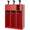 Vestiaire de pompiers C+P Evolo Youngster, 3 compartiments, avec porte-casque, patins au sol, L 1200 x P 500 x H 1530 mm, RAL 3000 rouge feu