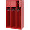 Vestiaire de pompiers C+P Evolo Youngster, 3 compartiments, sans porte-casque, patins de sol, L 900 x P 500 x H 1530 mm, RAL 3000 rouge feu