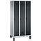 Vestiaire Evolo S 3000, acier, 3 compartiments, serrure de sécurité à came batteuse, alu blanc RAL 9006/anthracite RAL 7016