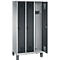 Vestiaire Evolo S 3000, acier, 3 compartiments, serrure de sécurité à came batteuse, alu blanc RAL 9006/anthracite RAL 7016