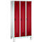 Vestiaire Evolo S 3000, acier, 3 compartiments, serrure de sécurité à came batteuse, gris clair RAL 7035/rouge rubis RAL 3003