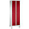 Vestiaire Evolo S 3000, acier, sur pieds, 2 compartiments, l. 300 mm chacun, serrure à cylindre, gris clair RAL 7035/rouge rubis RAL 3003