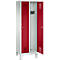 Vestiaire Evolo S 3000, acier, sur pieds, 2 compartiments, l. 300 mm chacun, serrure à cylindre, gris clair RAL 7035/rouge rubis RAL 3003