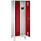 Vestiaire Evolo S 3000, acier, sur pieds, 2 compartiments, l. 300 mm chacun, serrure de sécurité à came batteuse, gris clair RAL 7035/rouge rubis RAL 3003