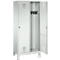 Vestiaire Evolo S 3000, acier, sur pieds, 2 compartiments, l. 400 mm chacun, serrure à cylindre, gris clair RAL 7035/gris clair RAL 7035