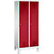 Vestiaire Evolo S 3000, acier, sur pieds, 2 compartiments, l. 400 mm chacun, serrure à cylindre, gris clair RAL 7035/rouge rubis RAL 3003
