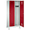 Vestiaire Evolo S 3000, acier, sur pieds, 2 compartiments, l. 400 mm chacun, serrure à cylindre, gris clair RAL 7035/rouge rubis RAL 3003