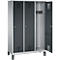 Vestiaire Evolo S 3000, acier, sur pieds, 3 compartiments, serrure à cylindre, alu blanc RAL 9006/anthracite RAL 7016