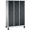 Vestiaire Evolo S 3000, acier, sur pieds, 3 compartiments, serrure de sécurité à came batteuse, alu blanc RAL 9006/anthracite RAL 7016