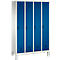 Vestiaire Evolo S 3000, acier, sur pieds, 4 compartiments, l. 300 mm chacun, came batteuse, gris clair RAL 7035/bleu gentiane RAL 5010