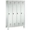Vestiaire Evolo S 3000, acier, sur pieds, 4 compartiments, l. 300 mm chacun, came batteuse, gris clair RAL 7035/gris clair RAL 7035