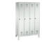 Vestiaire Evolo S 3000, acier, sur pieds, 4 compartiments, l. 300 mm chacun, serrure à cylindre, gris clair RAL 7035/gris clair RAL 7035