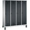 Vestiaire Evolo S 3000, acier, sur pieds, 4 compartiments, l. 400 mm chacun, came batteuse, alu blanc RAL 9006/anthracite RAL 7016