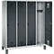 Vestiaire Evolo S 3000, acier, sur pieds, 4 compartiments, l. 400 mm chacun, came batteuse, alu blanc RAL 9006/anthracite RAL 7016