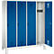 Vestiaire Evolo S 3000, acier, sur pieds, 4 compartiments, l. 400 mm chacun, came batteuse, gris clair RAL 7035/bleu gentiane RAL 5010