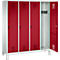 Vestiaire Evolo S 3000, acier, sur pieds, 4 compartiments, l. 400 mm chacun, came batteuse, gris clair RAL 7035/rouge rubis RAL 3003