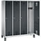 Vestiaire Evolo S 3000, acier, sur pieds, 4 compartiments, l. 400 mm chacun, serrure à cylindre, alu blanc RAL 9006/anthracite RAL 7016