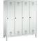 Vestiaire Evolo S 3000, acier, sur pieds, 4 compartiments, l. 400 mm chacun, serrure à cylindre, gris clair RAL 7035/gris clair RAL 7035