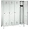 Vestiaire Evolo S 3000, acier, sur pieds, 4 compartiments, l. 400 mm chacun, serrure à cylindre, gris clair RAL 7035/gris clair RAL 7035