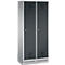 Vestiaire Evolo S 3000, acier, sur socle, 2 compartiments, l. 400 mm chacun, serrure à cylindre, alu blanc RAL 9006/anthracite RAL 7016