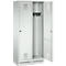 Vestiaire Evolo S 3000, acier, sur socle, 2 compartiments, l. 400 mm chacun, serrure à cylindre, gris clair RAL 7035/gris clair RAL 7035