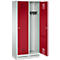 Vestiaire Evolo S 3000, acier, sur socle, 2 compartiments, l. 400 mm chacun, serrure à cylindre, gris clair RAL 7035/rouge rubis RAL 3003