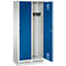 Vestiaire Evolo S 3000, acier, sur socle, 2 compartiments, l. 400 mm chacun, serrure de sécurité à came batteuse, gris clair RAL 7035/bleu gentiane RAL 5010