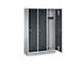 Vestiaire Evolo S 3000, acier, sur socle, 3 compartiments, l. 400 mm chacun, serrure à cylindre, alu blanc RAL 9006/anthracite RAL 7016