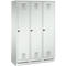Vestiaire Evolo S 3000, acier, sur socle, 3 compartiments, l. 400 mm chacun, serrure à cylindre, gris clair RAL 7035/gris clair RAL 7035