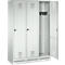 Vestiaire Evolo S 3000, acier, sur socle, 3 compartiments, l. 400 mm chacun, serrure à cylindre, gris clair RAL 7035/gris clair RAL 7035