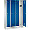 Vestiaire Evolo S 3000, acier, sur socle, 4 compartiments, l. 300 mm chacun, serrure à cylindre, gris clair RAL 7035/bleu gentiane RAL 5010