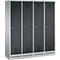 Vestiaire Evolo S 3000, acier, sur socle, 4 compartiments, l. 400 mm chacun, serrure à cylindre, alu blanc RAL 9006/anthracite RAL 7016
