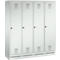 Vestiaire Evolo S 3000, acier, sur socle, 4 compartiments, l. 400 mm chacun, serrure à cylindre, gris clair RAL 7035/gris clair RAL 7035