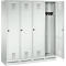 Vestiaire Evolo S 3000, acier, sur socle, 4 compartiments, l. 400 mm chacun, serrure à cylindre, gris clair RAL 7035/gris clair RAL 7035