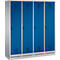 Vestiaire Evolo S 3000, acier, sur socle, 4 compartiments, l. 400 mm chacun, serrure de sécurité à came batteuse, alu blanc RAL 9006/bleu gentiane RAL 5010