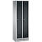 Vestiaire Evolo S 3000, avec socle, 2 compartiments, serrure à cylindre, aluminium blanc RAL 9006/anthracite RAL 7016