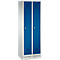 Vestiaire Evolo S 3000, avec socle, 2 compartiments, serrure à cylindre, gris clair RAL 7035/bleu de gentiane RAL 5010