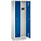 Vestiaire Evolo S 3000, avec socle, 2 compartiments, serrure à cylindre, gris clair RAL 7035/bleu de gentiane RAL 5010