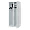 Vestiaire pompiers C+P Evolo Kombi, 2 compartiments pour 1 personne, avec porte-casque, patins de sol, L 800 x P 500 x H 1850 mm, gris clair RAL 7035