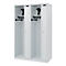 Vestiaire pompiers C+P Evolo Kombi, 4 compartiments pour 2 personnes, avec porte-casque, patins de sol, L 1200 x P 500 x H 1850 mm, gris clair RAL 7035