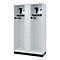 Vestiaire pompiers C+P Evolo Maxi, 4 compartiments pour 2 personnes, avec porte-casque, avec socle, L 1200 x P 500 x H 1950 mm, RAL 7035 gris clair/RAL 7016 gris anthracite