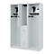 Vestiaire pompiers C+P Evolo Maxi, 4 compartiments pour 2 personnes, avec porte-casque, patins au sol, L 1300 x P 500 x H 1850 mm, gris clair RAL 7035