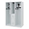 Vestiaire pompiers C+P Evolo Maxi, 4 compartiments pour 2 personnes, avec porte-casque, patins de sol, L 1300 x P 600 x H 1850 mm, gris clair RAL 7035