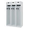 Vestiaire pompiers C+P Evolo PRAKTUS, 3 compartiments, avec socle, patins au sol, L 1200 x P 500 x H 1850 mm, gris clair RAL 7035