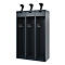 Vestiaire pompiers C+P Evolo PRAKTUS, 3 compartiments, porte-casque, avec socle, patins de sol, L 1200 x P 500 x H 1850 mm, RAL 7016 gris anthracite